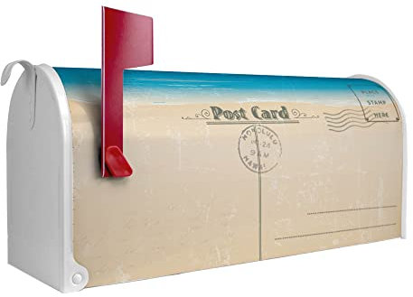 banjado® Amerikanischer Briefkasten - US Mailbox/Letterbox mit Motiv Postkarte 51x22x17cm - Postkasten Stahl aus Amerika – Briefkasten amerikanisch pulverbeschichtet