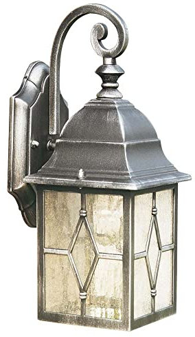 Searchlight 1642 Genoa Wandleuchte für den Außenbereich, Aluminiumguss, silberfarben und schwarz, M