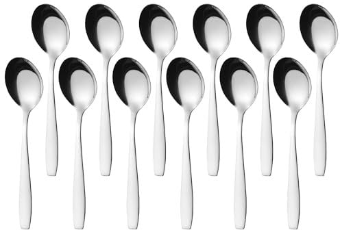 GRÄWE Kaffeelöffel, 12 Stück, Teelöffel, Edelstahl, moderner Dessertlöffel, Zuckerlöffel, 12er Set kleine Löffel, hochglanzpoliert, spülmaschinengeeignet, Serie Königstein