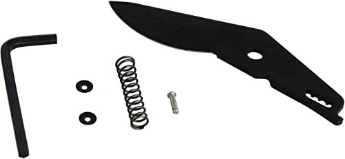 GreenTech - 2 Ersatzklingen für Gartenscheren - 2 Federn - Montagezubehör - Klinge und Feder für Gartenscheren aus Kohlenstoffstahl für Holz