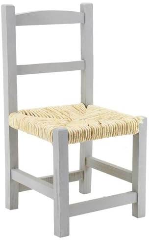 AUBRY GASPARD - Chaise Enfant Bois Gris Patinée - Siège Paille de Maïs - 25x25x50 cm - Hauteur Assise 25 cm - Dès 3 Ans - Entretien Facile - Livrée Montée - Poids 1,50 kg