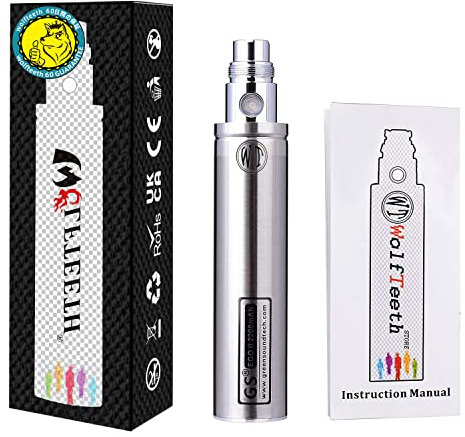 WOLFTEETH Genuine GS EGO II 2200mAh Huge Battery 510 E-Shisha E-Cigarette Lumia Edition (0ml Nicotine Free/Silver 10401 WT)