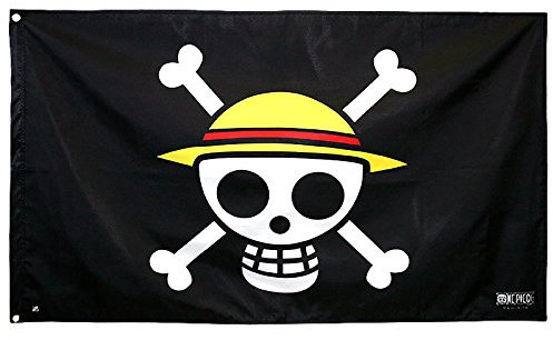 ABYstyle ABYDCT002 - One Piece Skull Luffy Bandera, diseño de Calavera (70 x 120 cm), Color Negro