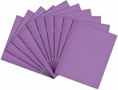 Rhino 8 x 6.5 Exercise Books, 48-Page / 8mm Lined with Margin Paper Notebook, 100-Pack, Writing Book, Office & School Stationery Supplies, Purple