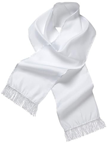 W WIDMANN MILANO Party Fashion 9148S - Schal, aus Satin, Weiß, 140 x 26 cm, Kostümzubehör, Accessoire, Charleston Outfit, Motto Party, Karneval