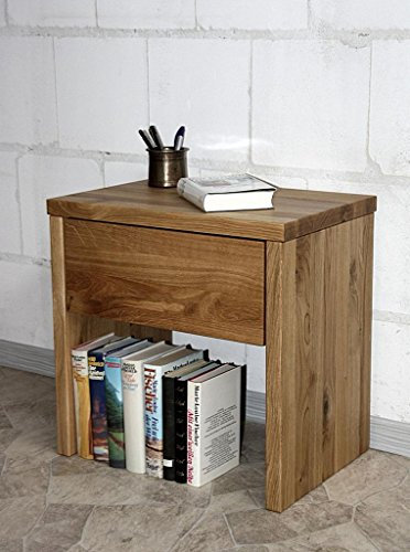 CASA Massivholz Nachttisch 49cm Höhe Wildeiche Nachtschrank mit Schublade geölt