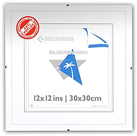 Bilderhalter rahmenlos, Clip-Rahmen 30 x 30 mit bruchsicherem Kunstglas antireflex