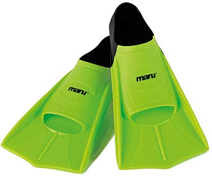 Maru Training Fins, Silicone Swimming Flippers for Stronger, Faster Kick with Greater Propulsion, Used for Training, Unisex Swimming Fins for Adults and Kids (Neon Lime/Black, Size 7/8 41/42)