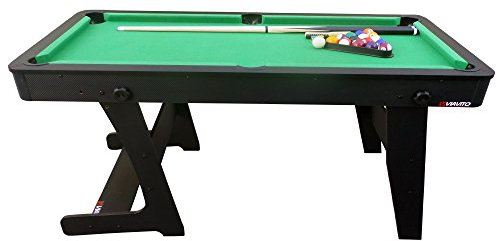 VIAVITO PT100X Folding Pool Billiards Table with Accessories, Space Saving Steady Portable Family Leisure Game Table Set for Kids & Adults w/Cues, Balls, Chalk, Triangle & Brush, Size- 5ft Green