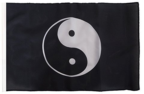 Flaggenfritze Flagge/Fahne Ying und Yang schwarz + gratis Sticker