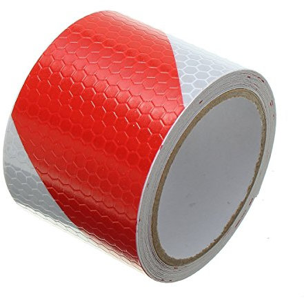 Tuqiang®, Nastro Autoadesivo di Sicurezza Riflettente Bianco e Rosso, 3 m x 5 cm