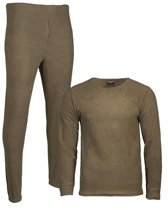 Mil-Tec Thermofleece Unterwäsche Set • Thermounterwäsche Herren • Lange Unterhose + Longsleeve Herren • Thermounterhemd + Thermohose • Outdoor Unterwäsche Männer • Funktionsunterwäsche