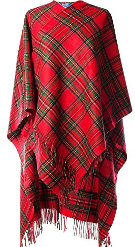 I LUV LTD Ladies Serape Cape 100% Lambswool Stewart Royal Tartan