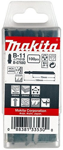 Makita B-07680 Stichsägeblatt B-11 HCS 100 Stück, ideal für saubere Schnitte in Holz und Kunststoff von 3 bis 60 mm Materialstärke