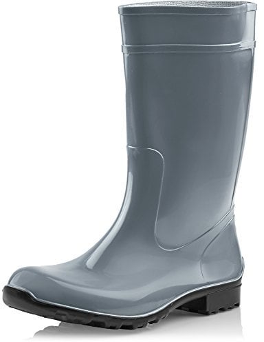 Ladeheid Stivali Pioggia Donna 100% Impermeabili Gomma Robusto e Confortevole Stivali Alti da Donna Scarpe Femminile LA-967 (Grigio/Nero 36 EU)