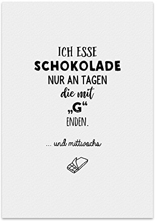 TypeStoff Kunstdruck, Poster mit Spruch – ICH ESSE SCHOKOLADE – lustiges Typografie-Bild auf hochwertigem Karton - Plakat, Druck, Print, Wandbild - KD-00220-L
