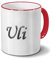printplanet Tasse mit Namen Uli - Motiv Chrom-Schriftzug - Namenstasse, Kaffeebecher, Mug, Becher, Kaffeetasse - Farbe Rot