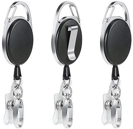 Vicloon Ausweisjojo, Schlüssel JoJo Ausweis JoJo mit Schlüsselring 2 in 1 für ID Badge Holder, Kartenhalter, Schlüsselkarten (3 Pcs Schwarz)