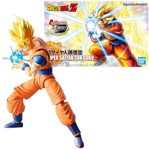 Bandai Hobby Figure-Rise Standard Super Saiyan Son Goku Dragon Ball Z Model Kit Easy Snap-Fit Assembly No Glue or Paint Required, Golden-blonde