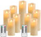 YIWER LED Candles Flameless Candles Φ2.2 x H 6.3/6.7/7/7.6/8.5/9.4 Real Wax Battery Candle Pillars, 10 Key Remote Control with 24 Hour Timer Function(Ivory,9)
