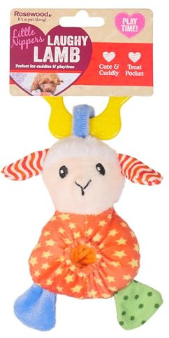 Rosewood Little Nippers Laughy Lamb Puppy Toy – Enriching Soft Plush Dog Toy with Rubber Detail – Crinkle and Squeak Teething Toy for Puppies – Small Dog Chew Toy for Play and Comfort