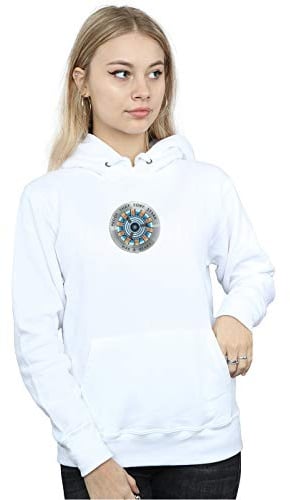 Marvel Women's Avengers Endgame Tony Stark Heart Hoodie White Large