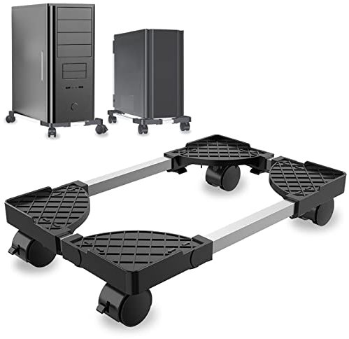 DELONGKE Soporte De Ordenador De Sobremesa Soporte Cart CPU Holder Soporte Móvil Ajustable,Negro