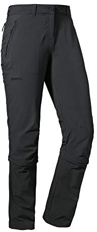 Schöffel Damen Pants Engadin1 Zip Off, elastische Damen Hose mit Zip-Off Funktion, kühlende und schnell trocknende Outdoor Hose für Frauen, asphalt, 22