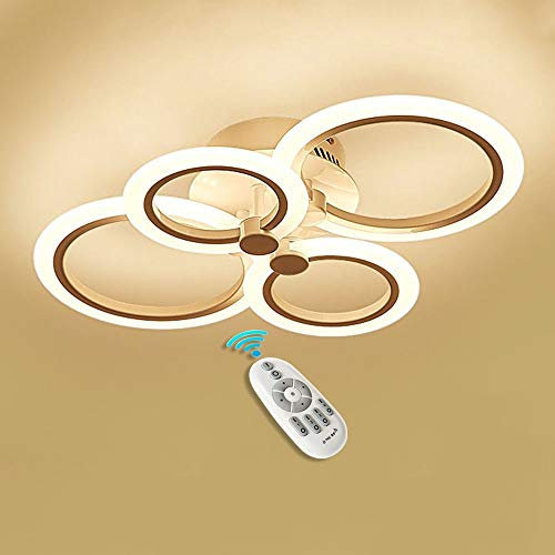 LED Deckenleuchte Moderne Dimmbare Wohnzimmerlampe 4 Ring 50W 4500LM Designer Deckenlampe Mit Fernbedienung Mode Deckenlampe Metall Acryl Beleuchtung Schlafzimmer Küche Esszimmer Lichter 62×40×15CM