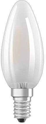 OSRAM Filament LED Lampe mit E14 Sockel, Kaltweiss (4000K), Kerzenform, 4W, Ersatz für 40W-Glühbirne, matt, LED Retrofit CLASSIC B, Kaltweiß