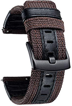 BINLUN Bracelet en Toile Cuir pour Homme Femme 18mm 20mm 22mm 24mm Straps en Tissu pour Smartwatch Connectée Canvas Band de Remplacement à Libération Rapide 7 Couleurs
