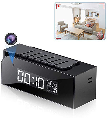 WiFi Camera, 1080P HD Mini Clock Camera with Automatic Motion Detection, Night Vision and Real Time View for Home and Office Security (3000mAh Rechargeable Battery)