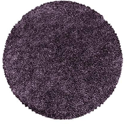 Teppium Moderner Hochflor Teppich Wohnzimmer 200 cm Rund Violett - Shaggy Flauschiger Teppich, Extra Weich, Pflegeleicht und Einfarbig - für Schlafzimmer, Küche und Esszimmer