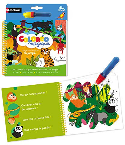 Nathan Coloréo Jungle-le coloriage magique à l'eau à refaire à l'infini pour les enfants dès 3 ans, 31614