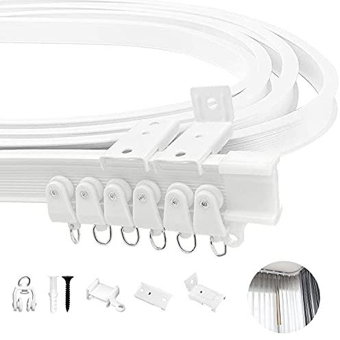 Xnuoyo Flexible Biegbare Decken-Vorhangschiene, 5 Meter Gebogene Vorhangschiene, Metall-Legierung Raumteiler, Wohnmobil-Vorhang, Deckenschienensystem