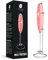 Bean Envy Milk Frother for Coffee - Handheld, Mini Electric Drink Mixer, Foamer & Frother with Stand for Coffee, Lattes, Hot Chocolates and Shakes - Rose Pink