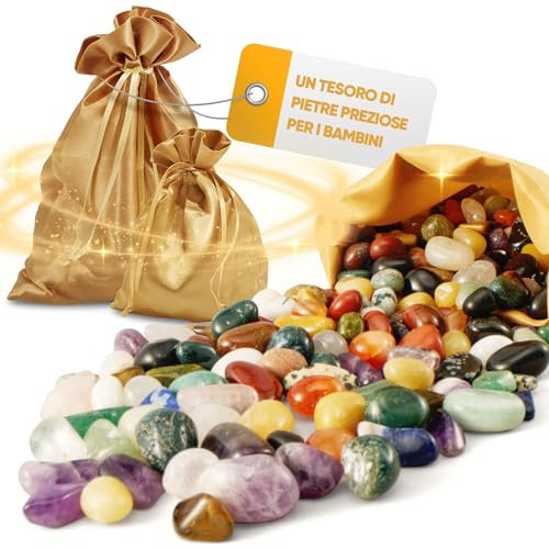 Bunter Edelstein Mix für Kinder | 100 Stück Trommelsteine für Schatzsuche | Halbedelstein Set