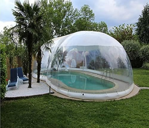 Inflatable TPU Hot Tub Swimming Pool Solar Dome Cover Tent W/Blower & Pump (Size: 9x5x3m)