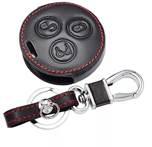 Étui à clés de Voiture en Cuir 3 Boutons Porte-clés Coque de Couverture de télécommande pour Mercedes Benz Smart Fortwo W450 Roadster W452 2004 2005 2006