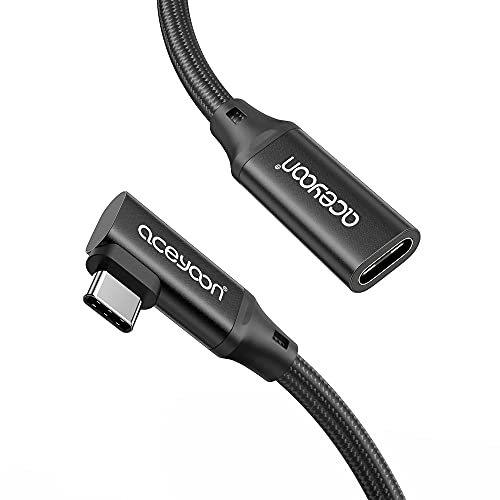 Aceyoon Alargador USB C 0.5m, 240W PD Cable Macho a Hembra 3.1 Gen2 20Gbps 4K@60Hz Extensión 90 Grados Compatible Con MacBook Pro Air M2 M1, Galaxy y Más (0.5 Metro)