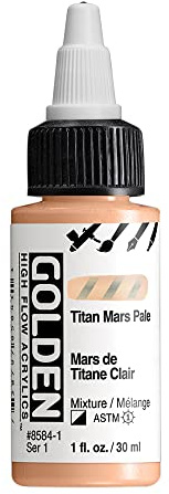 Golden : High Flow : Acrylic Paint : 30ml (1oz): Titan Mars Pale : S1 | Artist grade paint blending the strength of acrylic and versatility of ink for spraying, drawing, staining and mixed media.