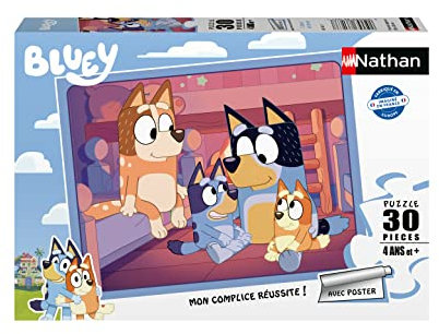 Puzzles Nathan - Puzzle 30 Pièces-Heure de Schlafir Bluey Kinder, Mehrfarbig, 4005556861637