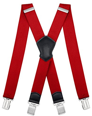 Dresime Hosenträger für Herren mit 4 starken Clips 4cm breit, X Form elastisch einstellbar Länge für Männer und Damen Overalls Jeans, Arbeitshosen, Jumpsuits, Motorradhosen, etc.