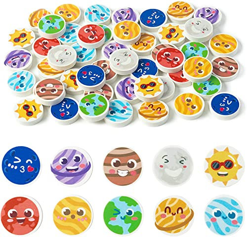 Haooryx Sommer Mini Radierer Kinder 60-teiliges Set Mit Neuheit Weltraum Bleistift Radierer 3D Schreibtisch Puzzle Radierer Pet Hausaufgaben Belohnung Klassenzimmer Preise Kindergeburtstagsgeschenk