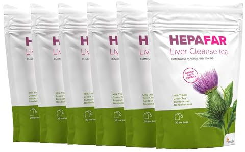 Hepafar Liver Cleanse - thé à base de plantes avec du Chardon-Marie, du thé vert, de la racine de bardane et du pissenlit - 6x20 sachets par Sensilab