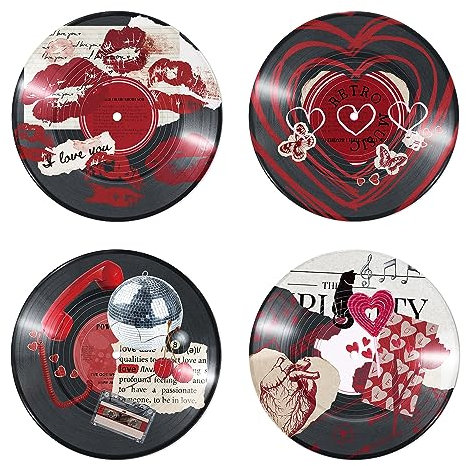 Putuo Decor Retro Downtown Girl Ästhetische Schallplatten-Dekoration, 4 Stück, Vintage-Kokette, Wandkunst, psychedelische Y2K Raumdekoration für Wohnheim, Collage