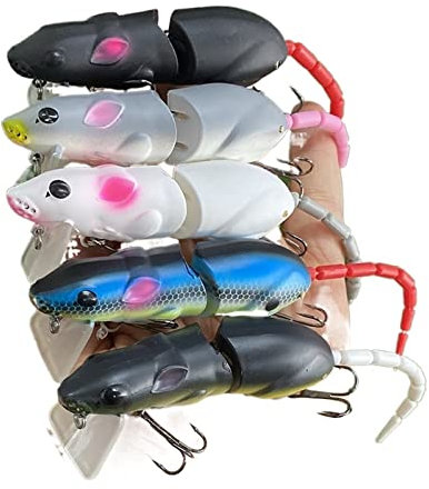 5 Stück 15,5 g 85 mm Ratten-Wakebait-Mausköder mit Mehreren Abschnitten, künstlicher Köder, Ratten-Minnow-Köder, Wobbler, Angelköder