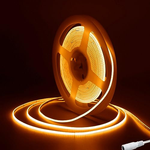 Tayire COB LED Strip Orange 2.7mm Breite, DC12V LED Streifen 5m 480LEDs/M, Flexibel LED Band Hohe Helligkeit LED Lichtband für Auto FPV Raum dekoration(Netzteil Nicht Enthalten)