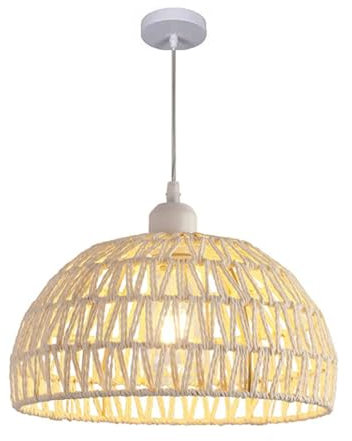 CHUNGYANG Lampe À Suspension en Ficelle De Style Chinois Lustre Simple Luminaire Ficelle Tissée Main Illumination Artistique en Rotin Lanterne Antique en Bambou Naturel Lumières Décoratives Café