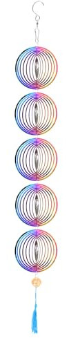 YUXUAN 3D Edelstahl Quasten Windspiel,Bunte hängende Windspiele für draußen,Stressabbau klangspiel,Geeignet für Outdoor Indoor Büro Wohnzimmer Türrahmen Flur Terrasse Garten Dekoration.